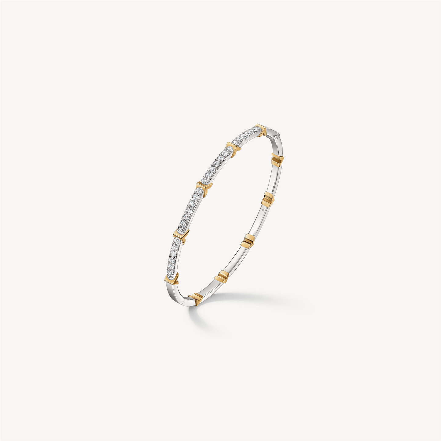 Hearts On Fire Copley Half Pave Diamond Bangle in Two-Tone 18k Gold