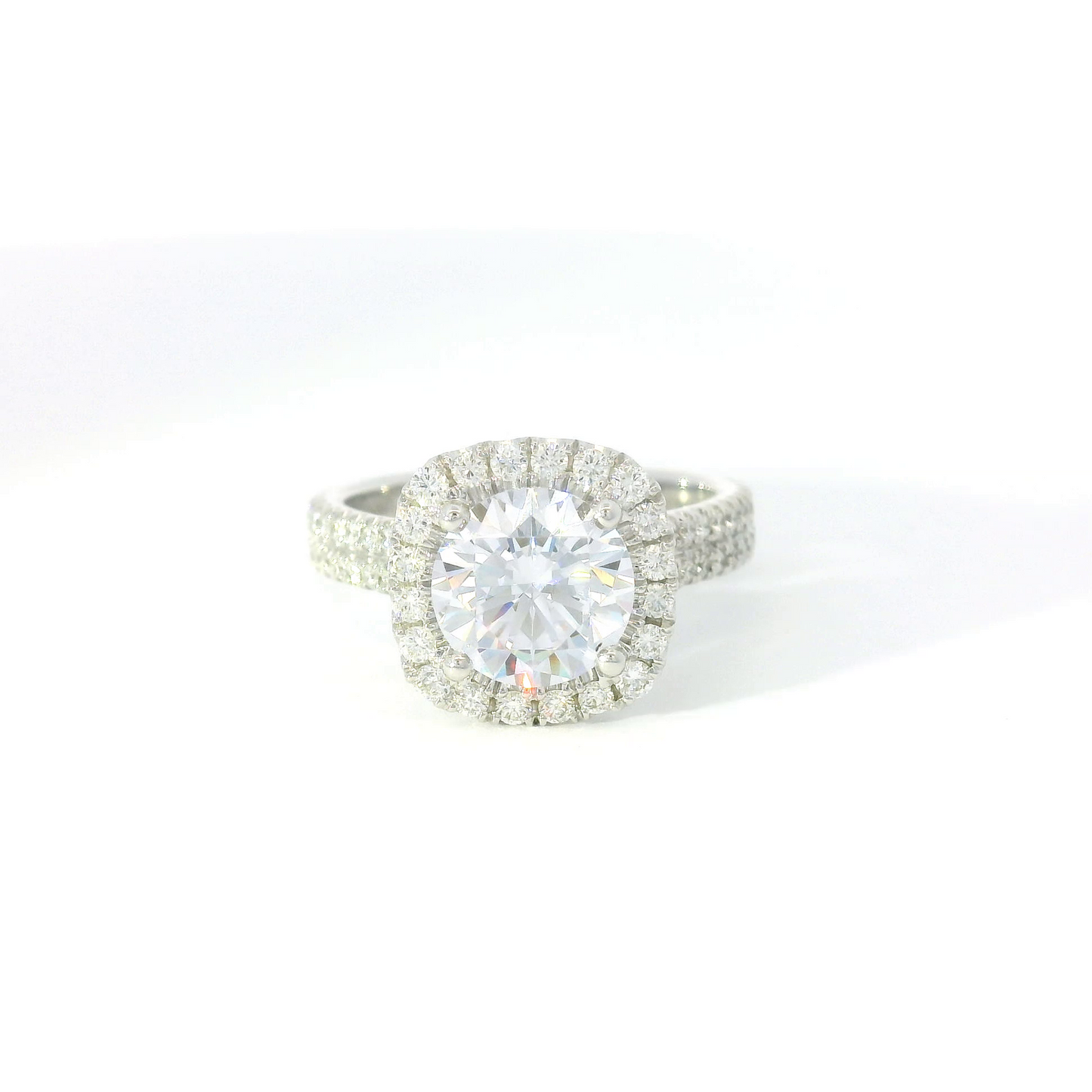 Michael M. Round Center w/ Diamond Halo & Split Shank Engagement Ring Setting