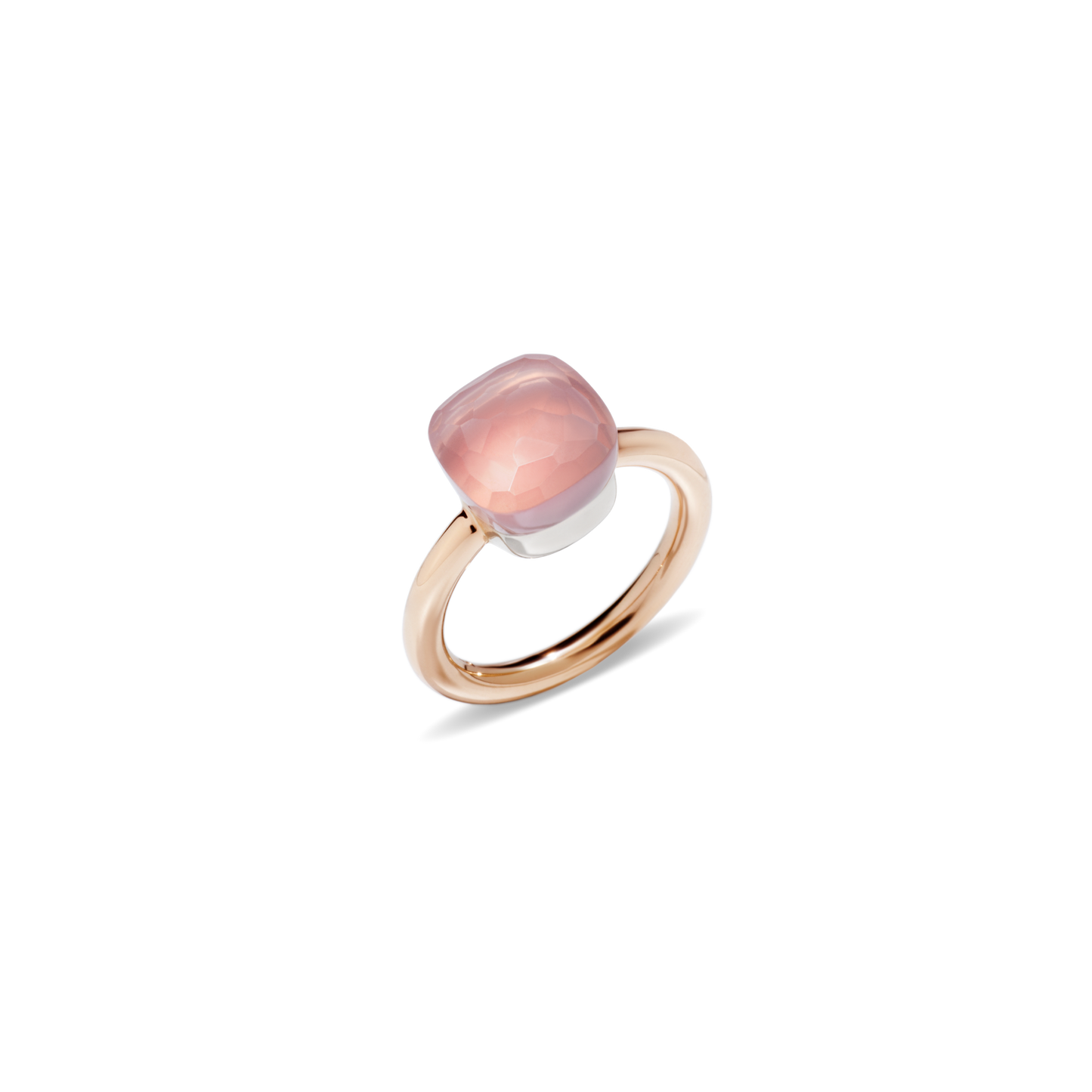 Pomellato Nudo Classic Rose Quartz Ring in 18k Rose & White Gold