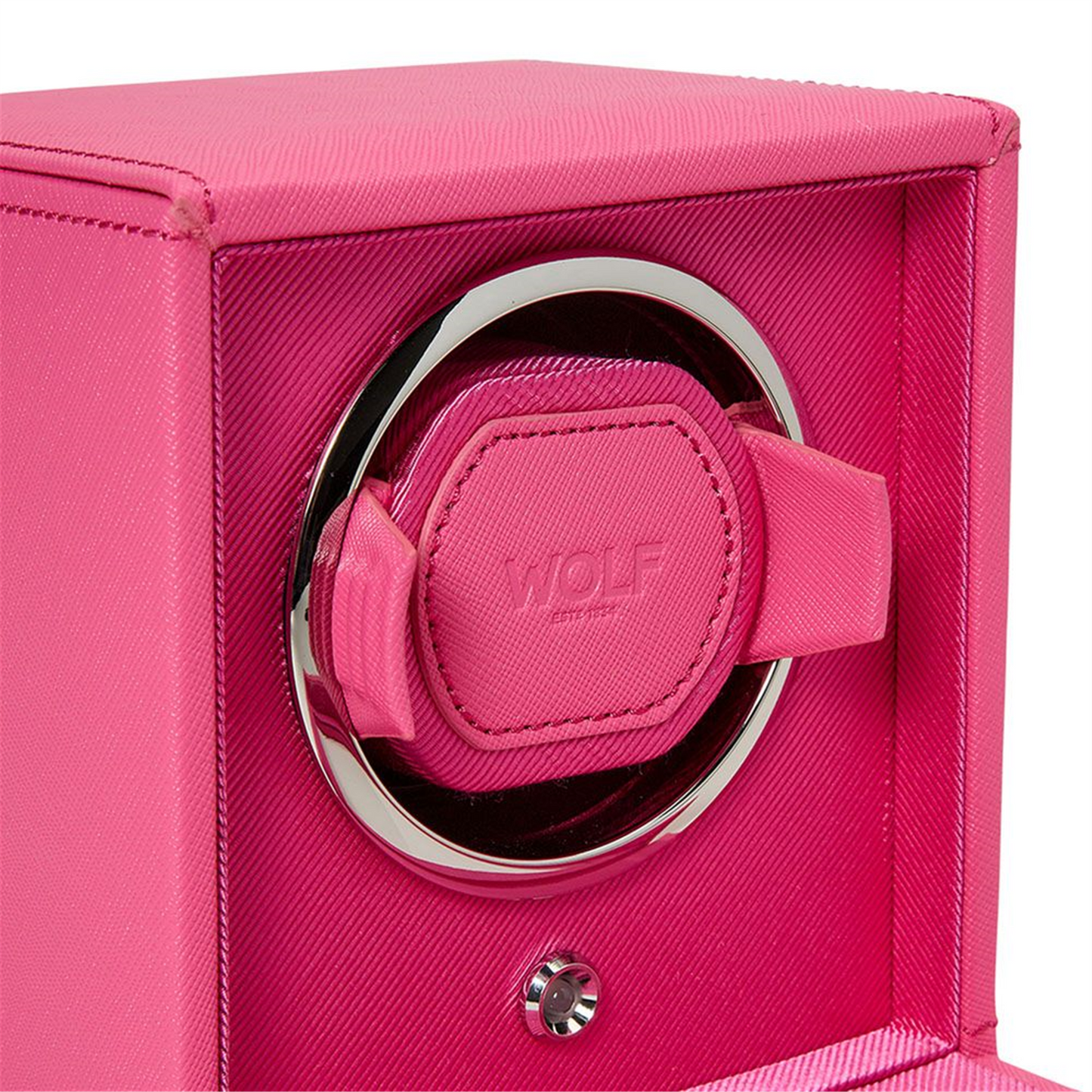 WOLF Pink Cub Single Watch Winder with Cover