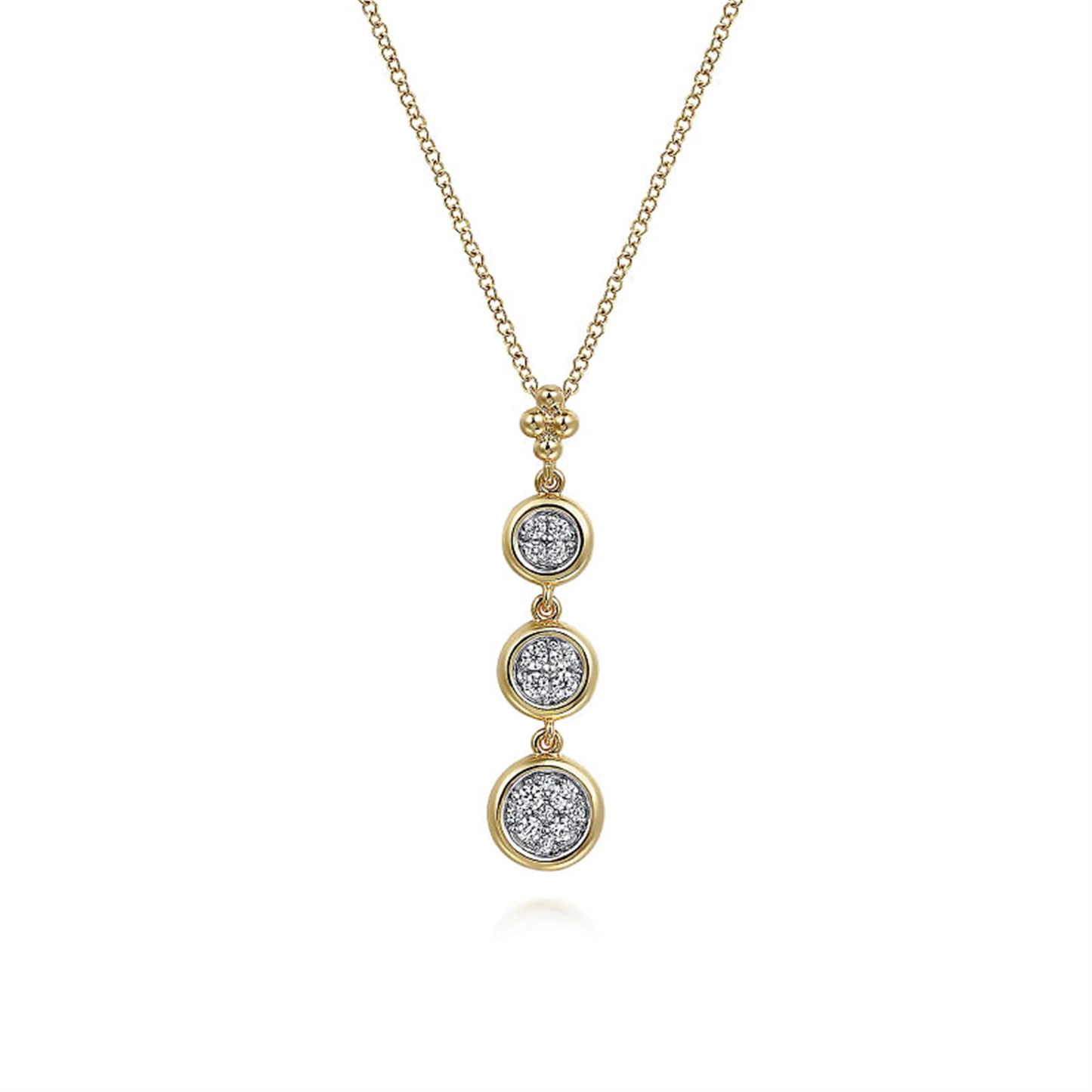 Gabriel & Co. Two Tone Graduating Diamond Cluster Bujukan Pendant Necklace