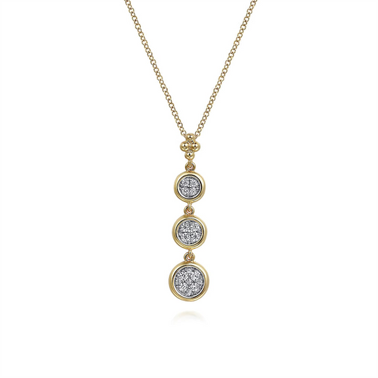 Gabriel & Co. Two Tone Graduating Diamond Cluster Bujukan Pendant Necklace