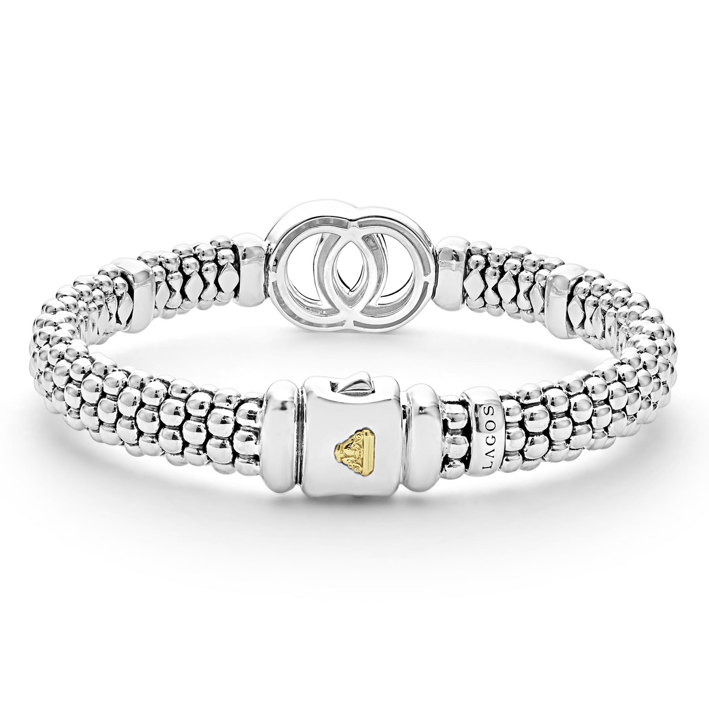 Lagos Two-Tone Interlocking Diamond Caviar Bracelet - 9mm