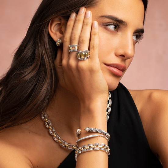 Lagos Two-Tone Caviar Link Bracelet
