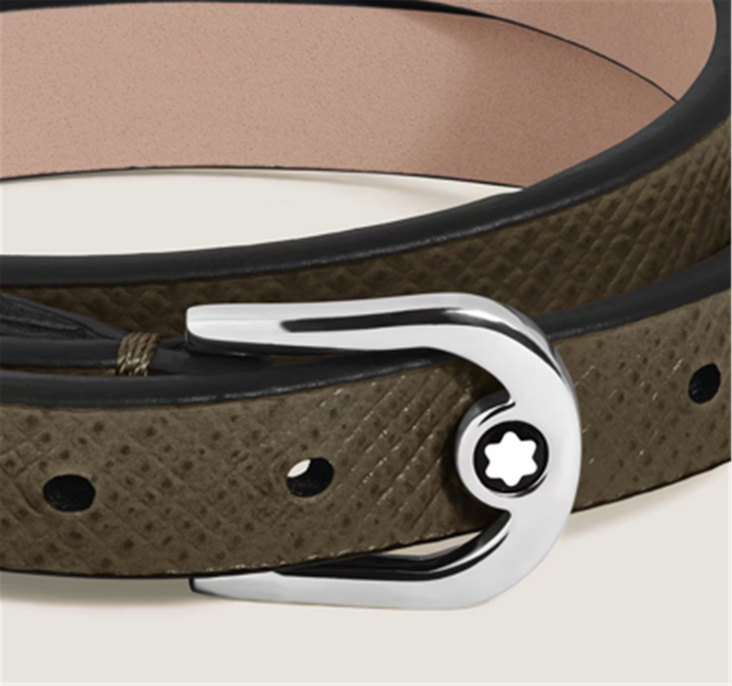 Montblanc Horseshoe Buckle Adjustable Bracelet in Khaki Sartorial Leather