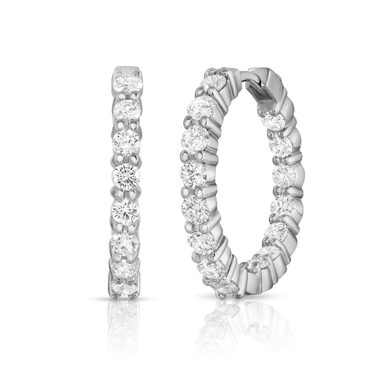 Roberto Coin White Gold Small Inside Out Diamond Hoops