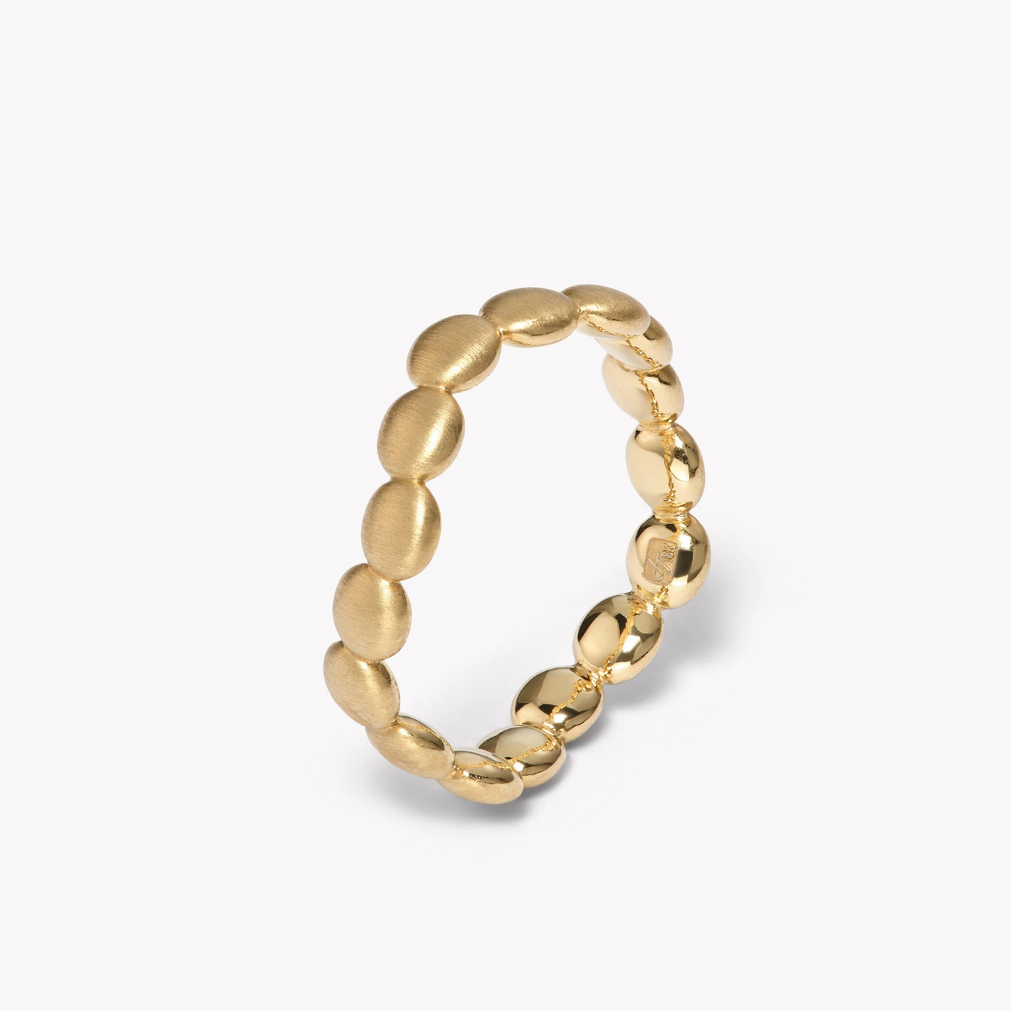 Jamie Turner Beaded Curve Stacking Ring in 18k Yellow Gold