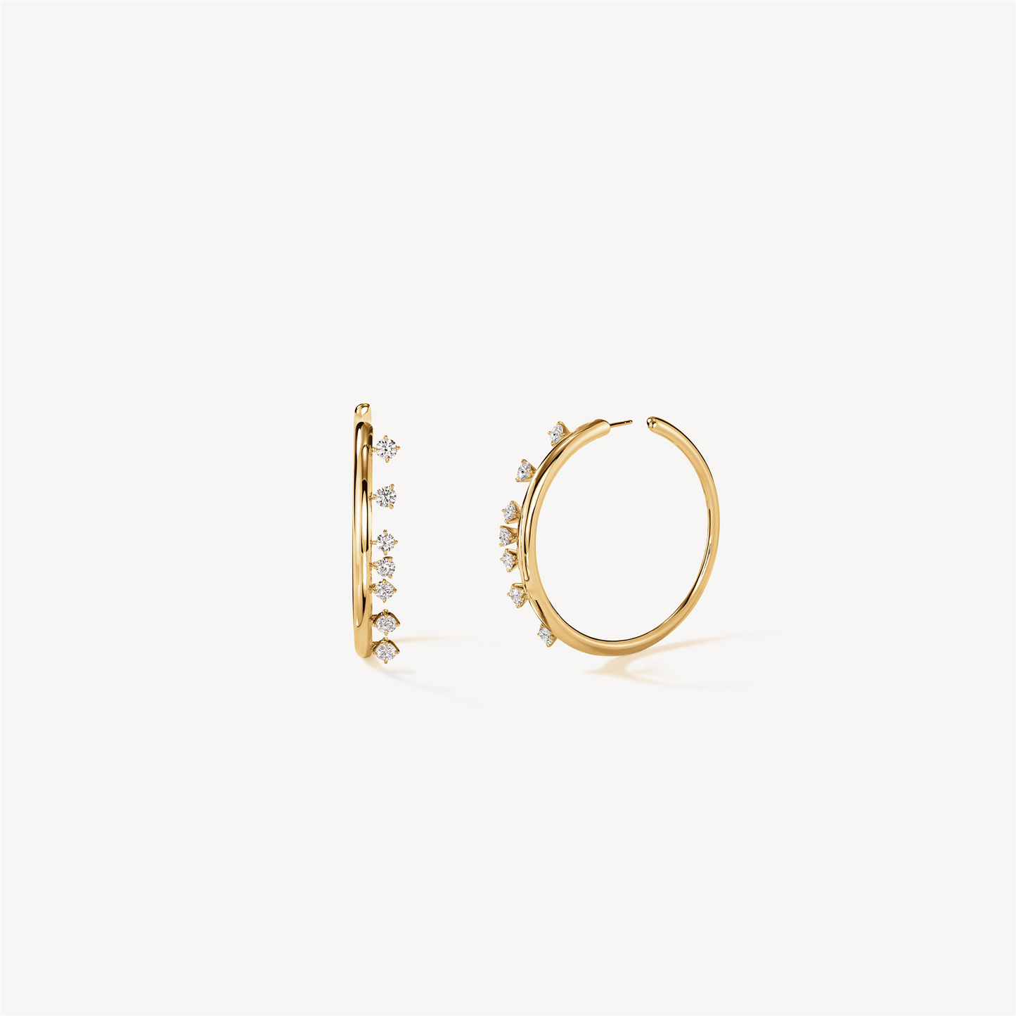 Hearts On Fire Barre Floating Diamond Hoop Earrings, Medium in 18k Yellow Gold