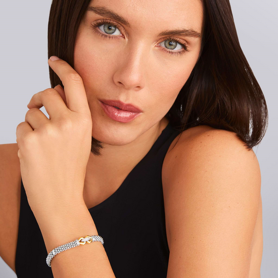 Lagos Two-Tone Caviar Buckle Diamond Bracelet