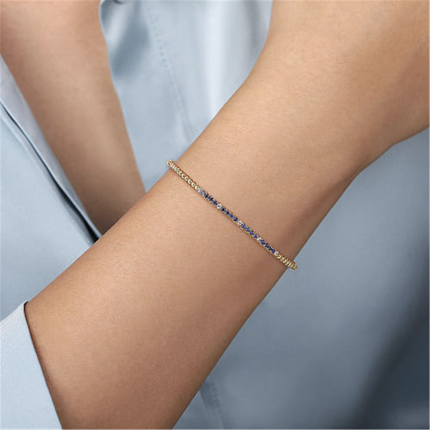 Gold Bujukan Diamond & Blue Sapphire Split Bangle