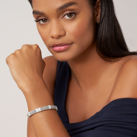 Lagos White Single Station Diamond Caviar Bracelet