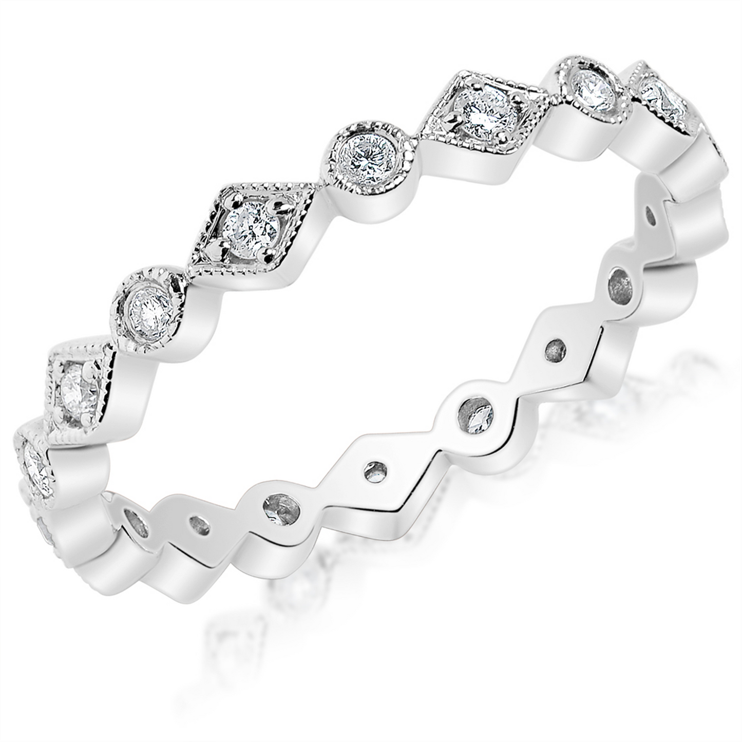 Circle and Diamond Shape Eternity Band