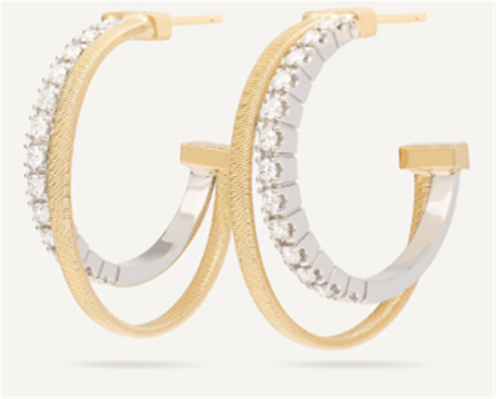 Marco Bicego Masai Double Hoop Diamond Earrings in 18k Two-Tone Gold