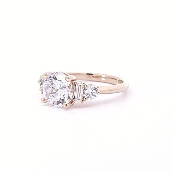 Semi-Mount Engagement Ring w/ Round & Baguette Sides