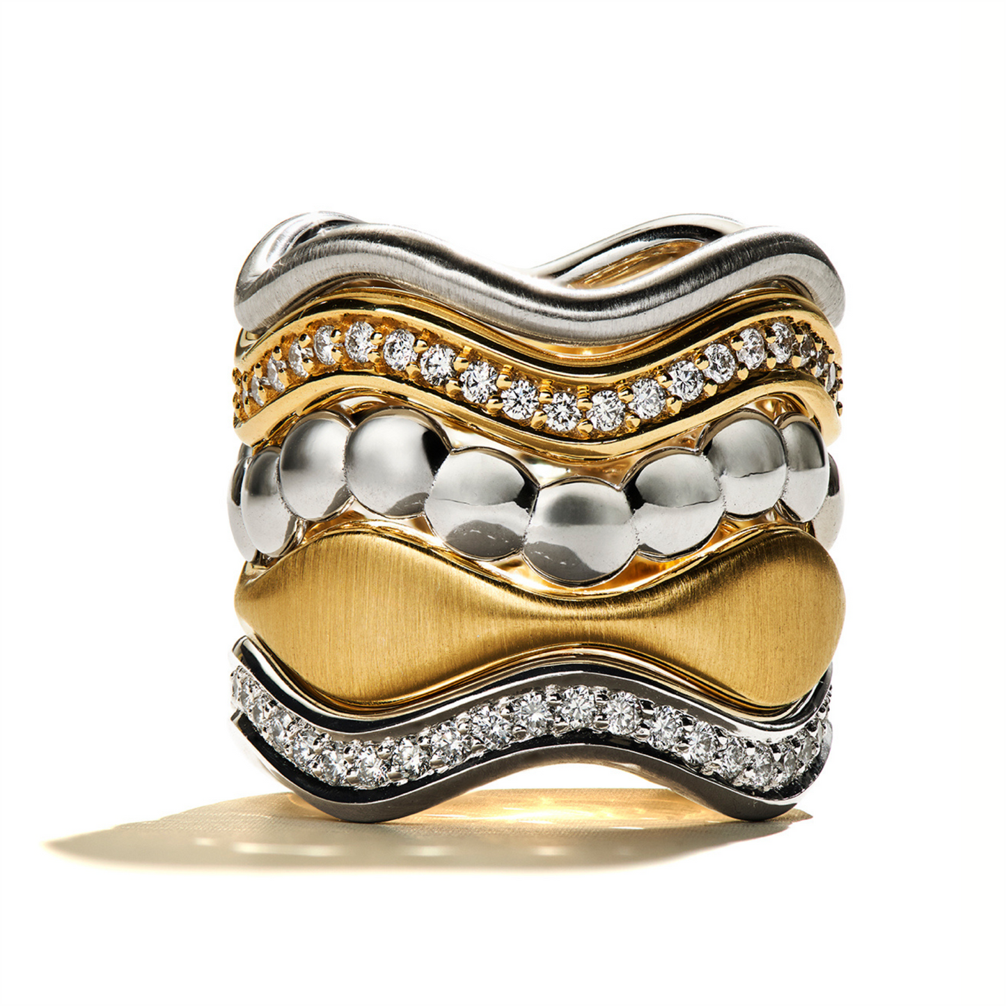 Jamie Turner Double Curve Stacking Ring in 18k Yellow Gold - Satin