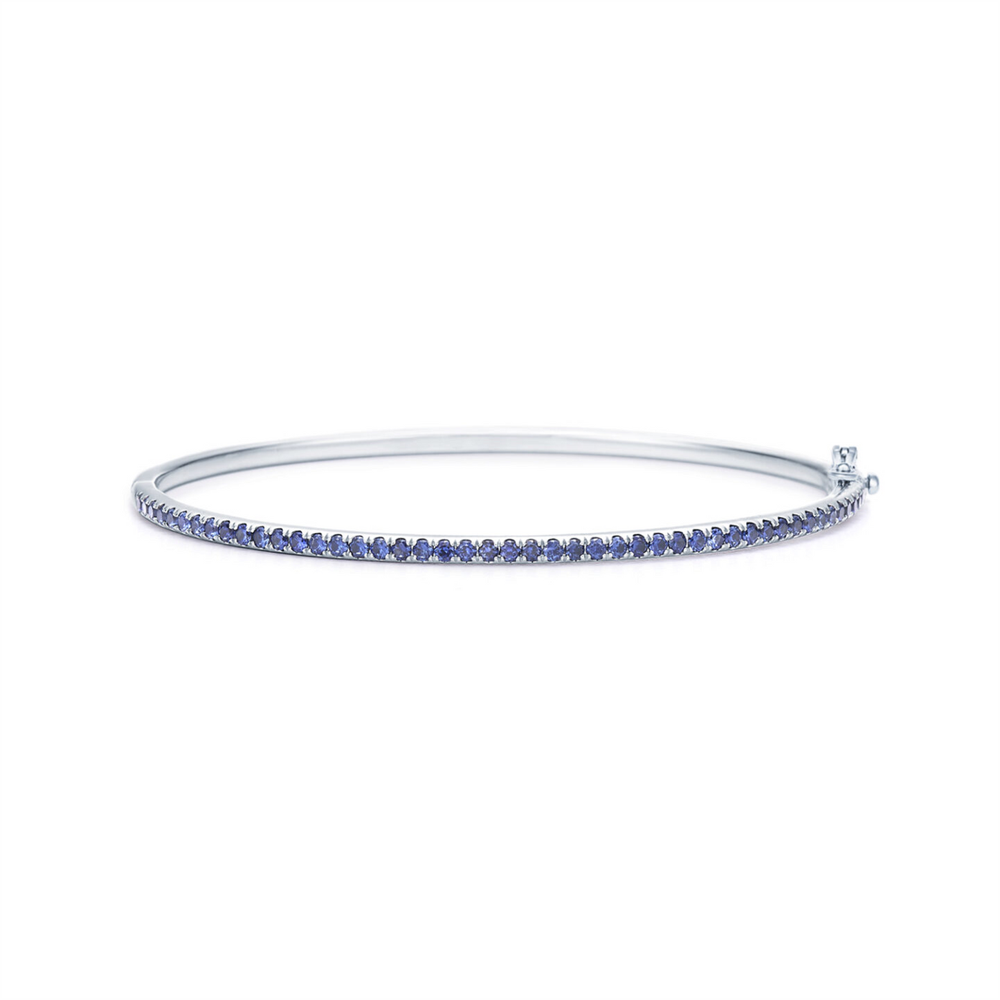 Kwiat Stackable Slim Bangle in 18k White Gold & 1ct Sapphires, 2.10 mm