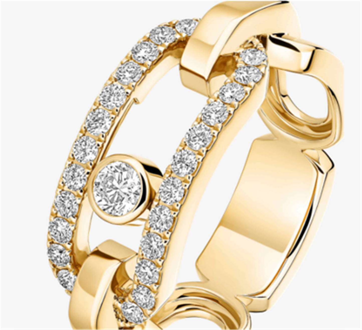 Messika Move Link Diamond Ring in 18k Yellow Gold