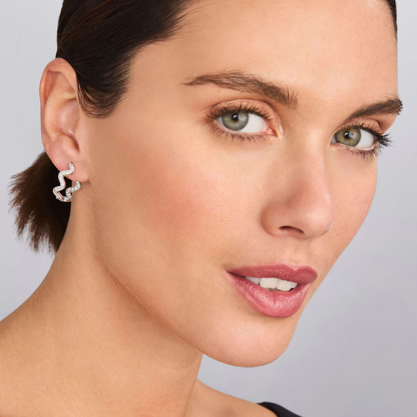 Lagos Wave Diamond Hoop Earrings in Sterling Silver