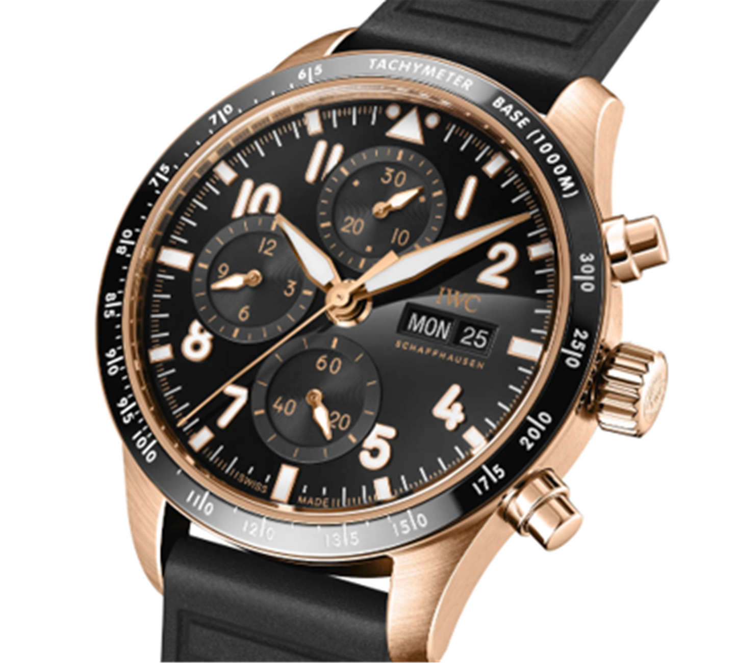 IWC Pilot's Watch Performance Chronograph 41mm in 18k Yellow Gold  - Black Dial & Black Strap