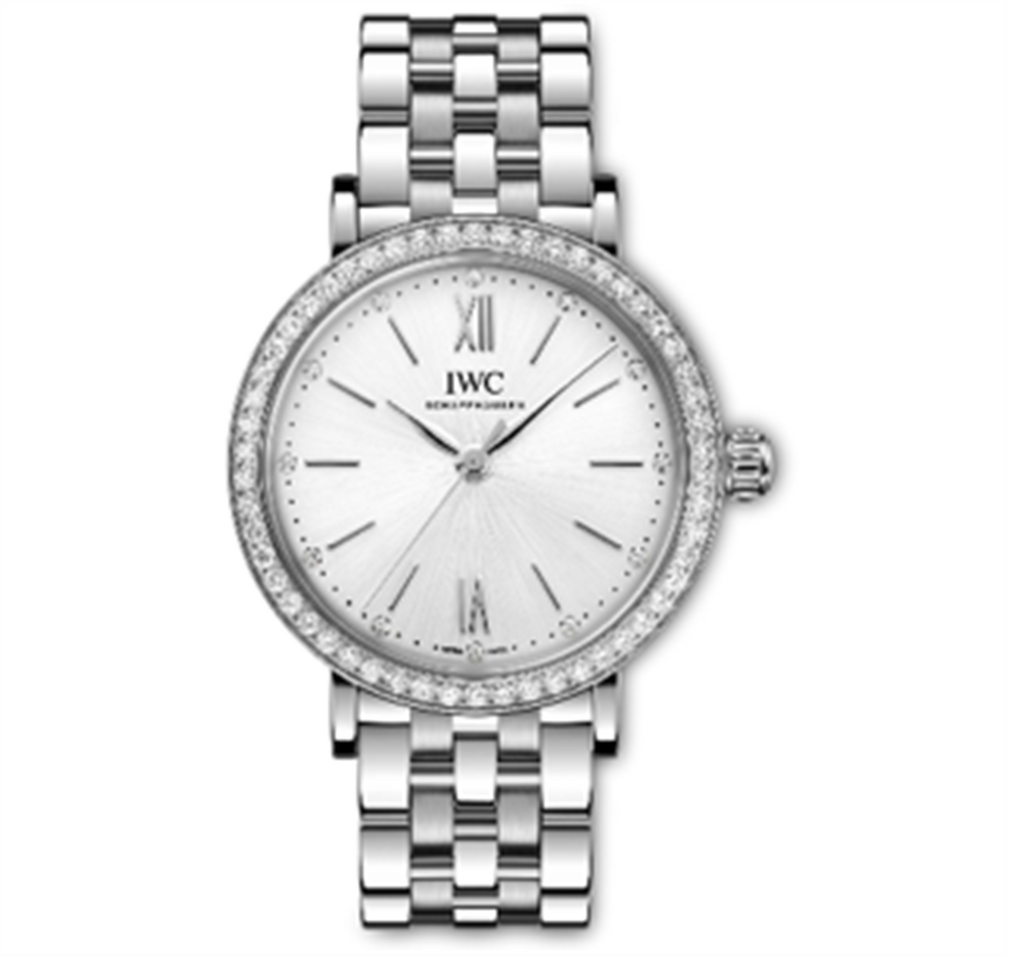 IWC Stainless Steel Portofino Automatic 34mm - Silver Plated with Diamond Dial & Diamond Bezel