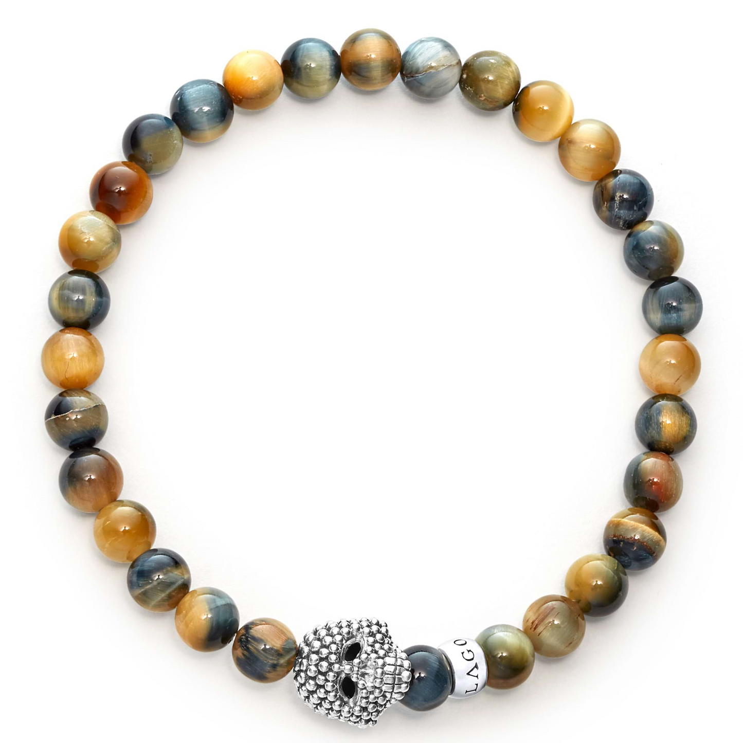 Lagos Tiger Eye Skull Bracelet