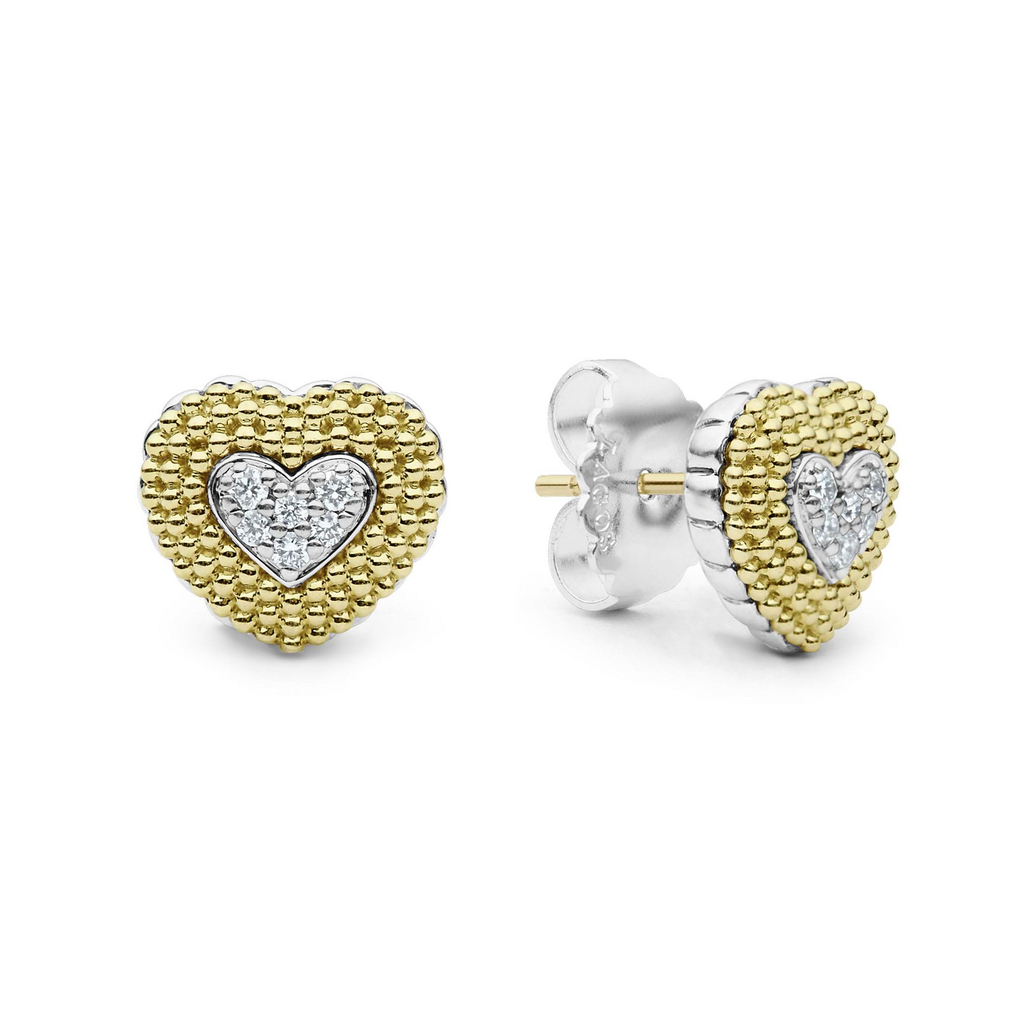 Lagos Diamond Heart Stud Earrings