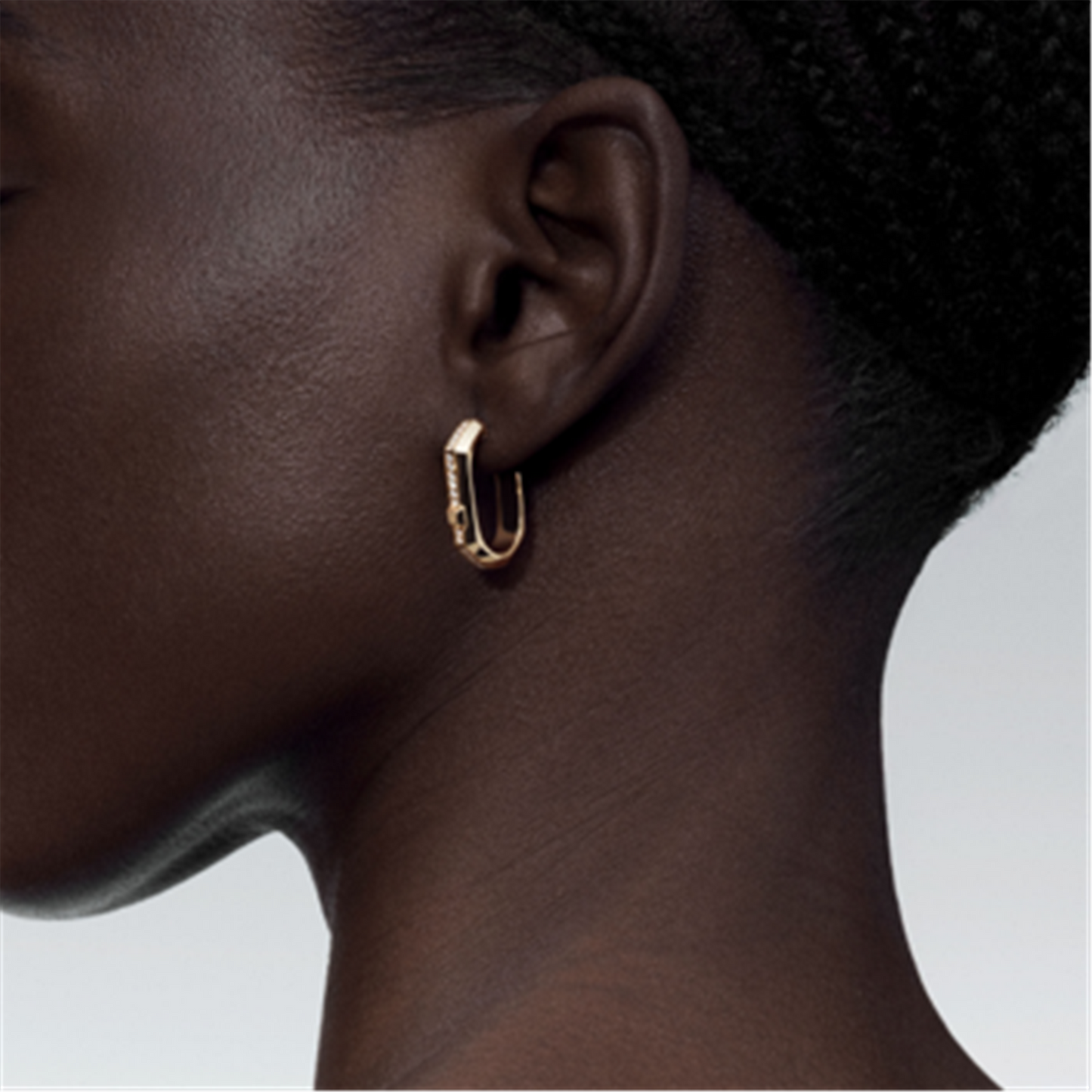 Messika Moderniste Single Pavé Diamond Hoop Earring in 18k Yellow Gold