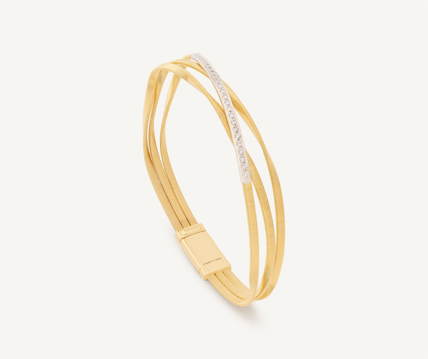 Marco Bicego Marrakech 3-Strand Coil Bracelet w/Diamond Bar in 18k Two-Tone Gold