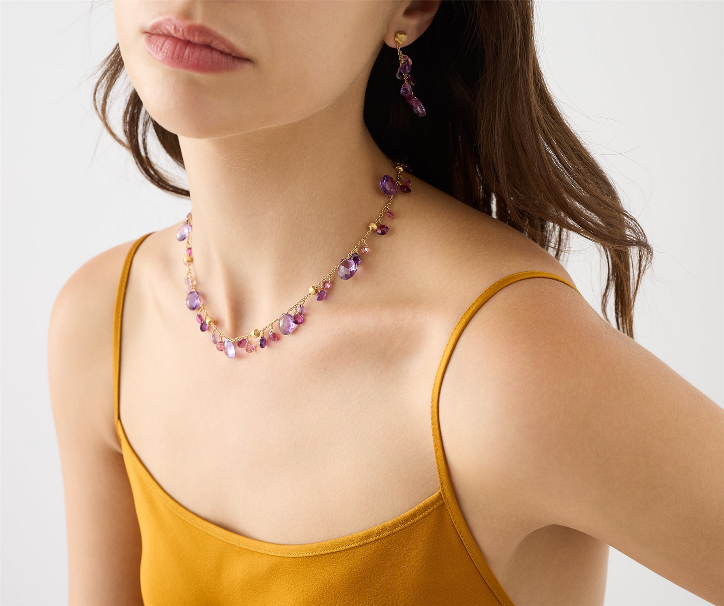 Marco Bicego Paradise Amethyst & Pink Tourmaline Necklace in 18k Yellow Gold