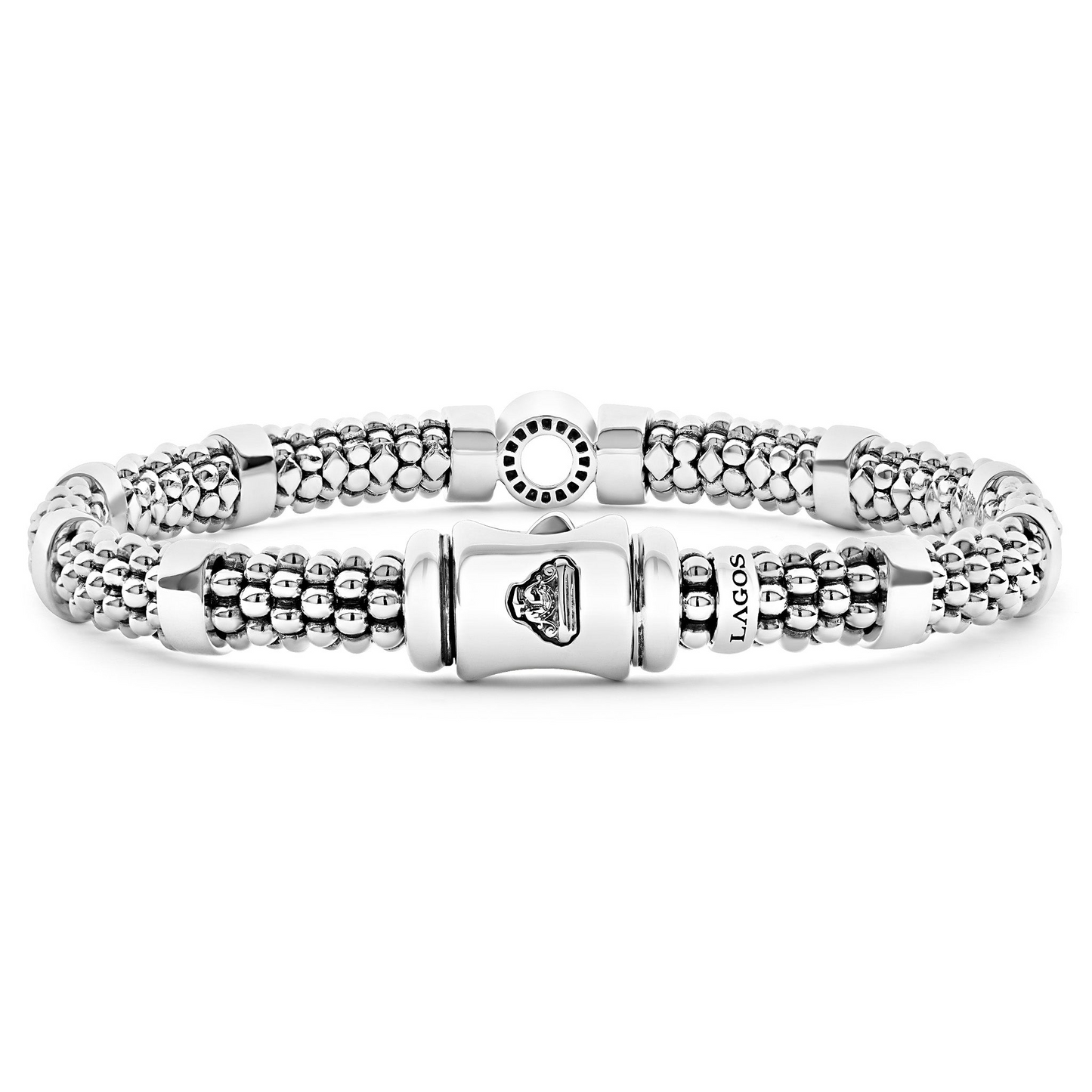 Lagos Small Single Station Diamond Circle Caviar Bracelet