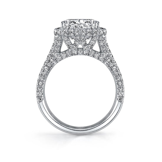 Joshua J 3-Row Split Band Cushion-Cut Diamond w/ Halo Engagement Rings