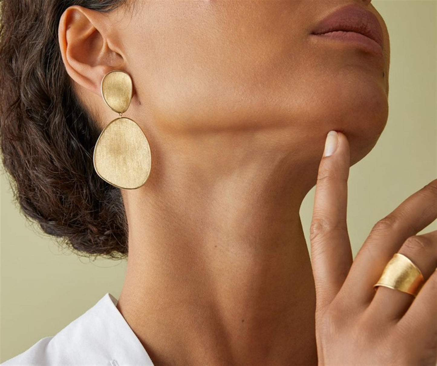 Lunaria Yellow Gold Large Double Drop Earrings