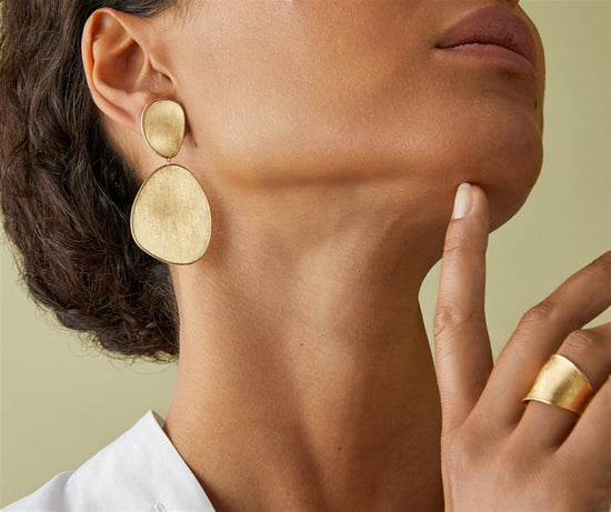 Lunaria Yellow Gold Large Double Drop Earrings