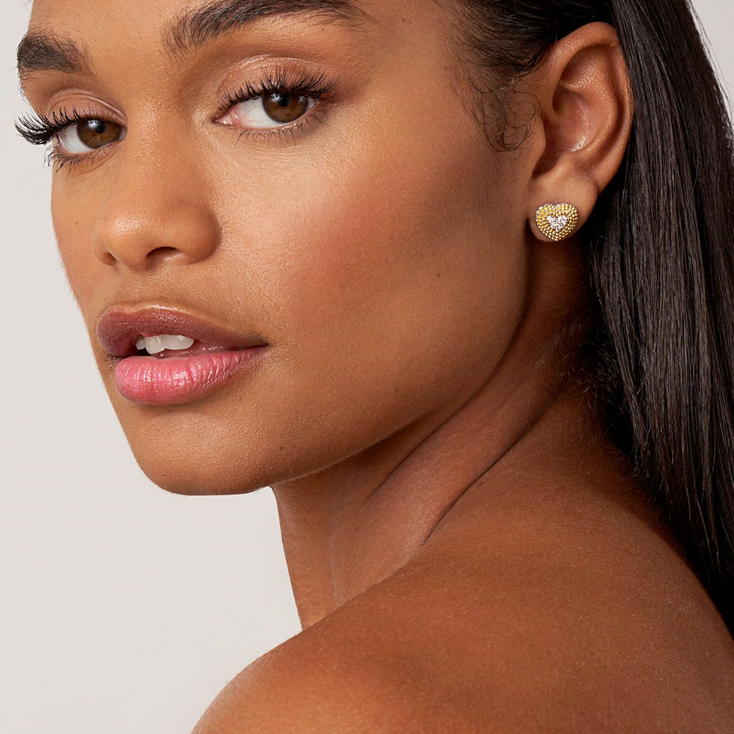 Lagos Diamond Heart Stud Earrings