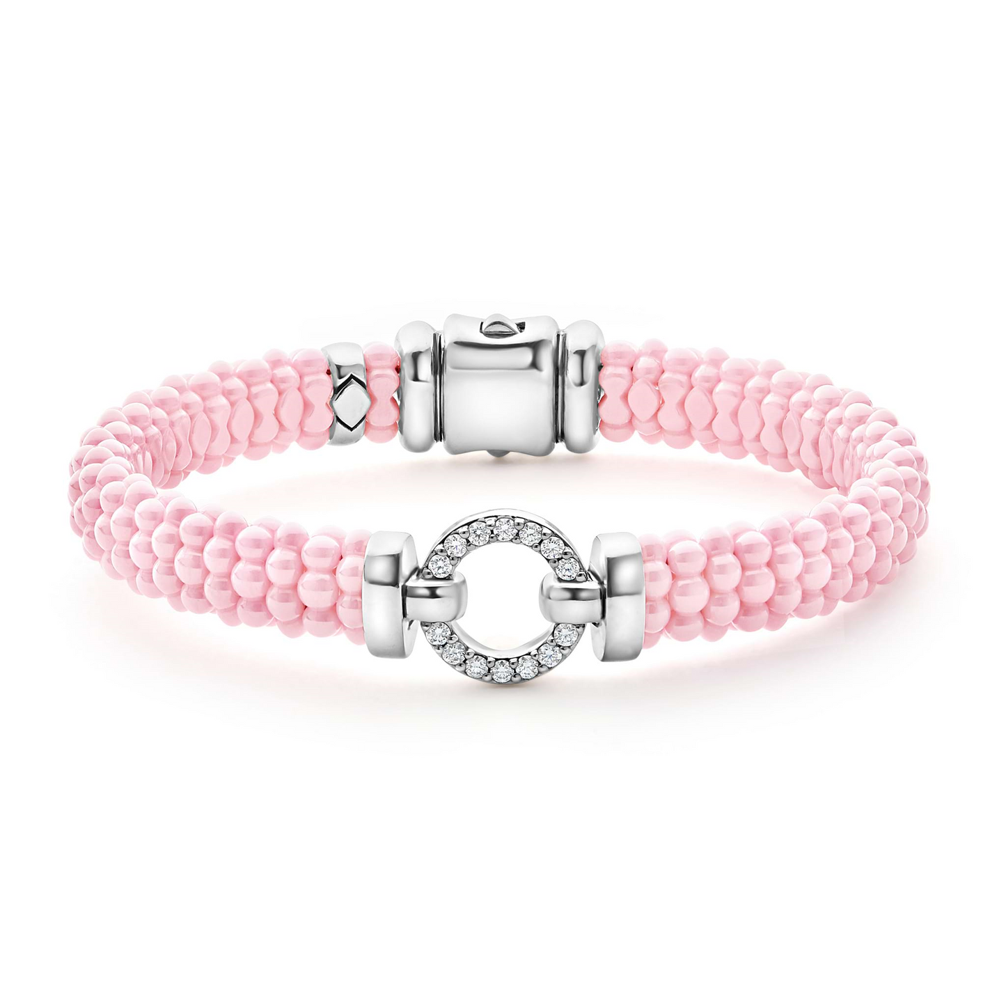 Lagos Pink Ceramic Diamond Circle Bracelet