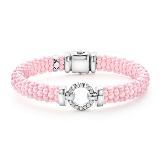 Lagos Pink Ceramic Diamond Circle Bracelet