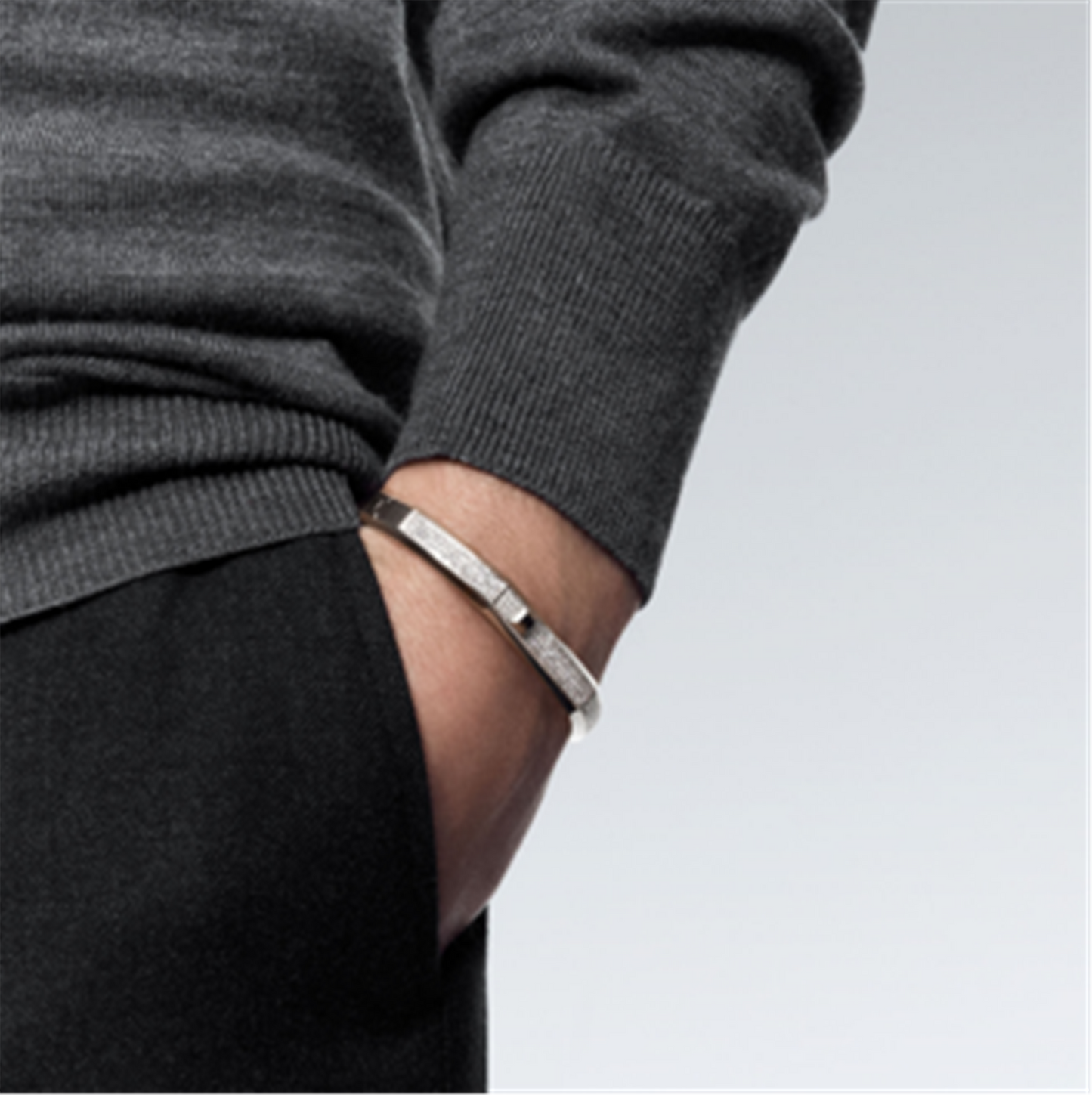 Messika Moderniste Pavé 8mm Bangle Bracelet in 18k White Gold