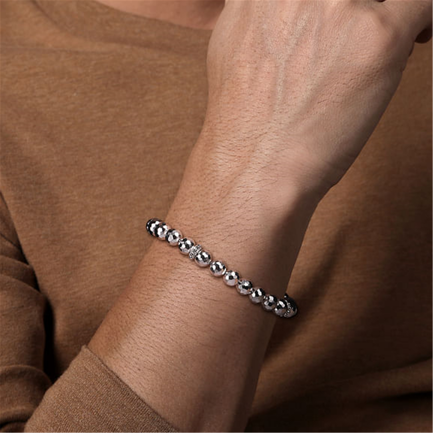 Gabriel & Co. 8mm Sterling Silver Faceted Bead Bracelet