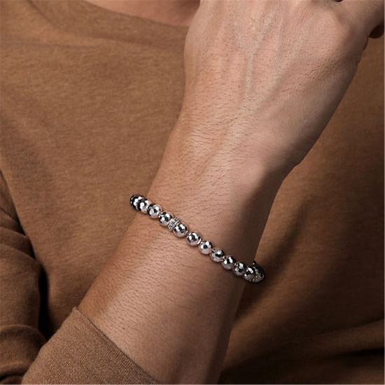 Gabriel & Co. 8mm Sterling Silver Faceted Bead Bracelet