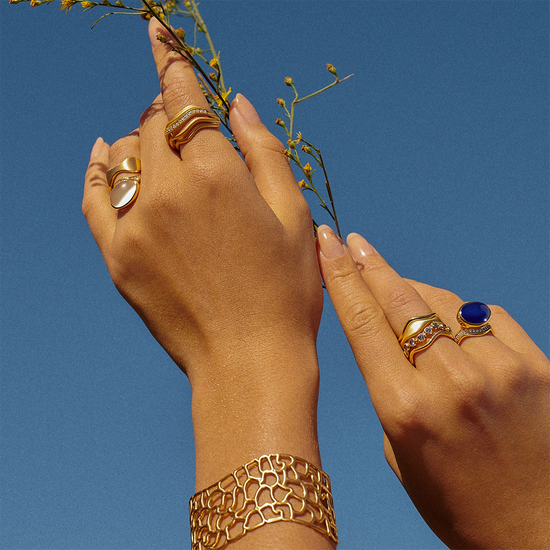 Jamie Turner Aurora Turquoise Cocktail Ring w/ Diamonds in 18k Yellow Gold