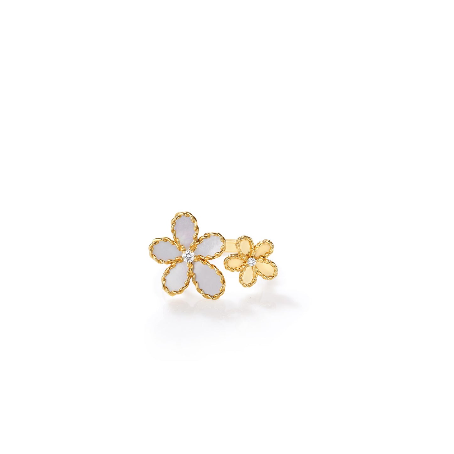 Roberto Coin Jasmine Diamond & Mother of Pearl Double Flower Ring