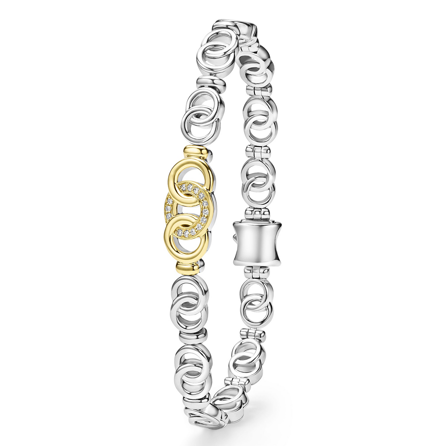 Lagos Two-Tone Petite Interlocking Diamond Link Bracelet
