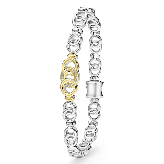 Lagos Two-Tone Petite Interlocking Diamond Link Bracelet