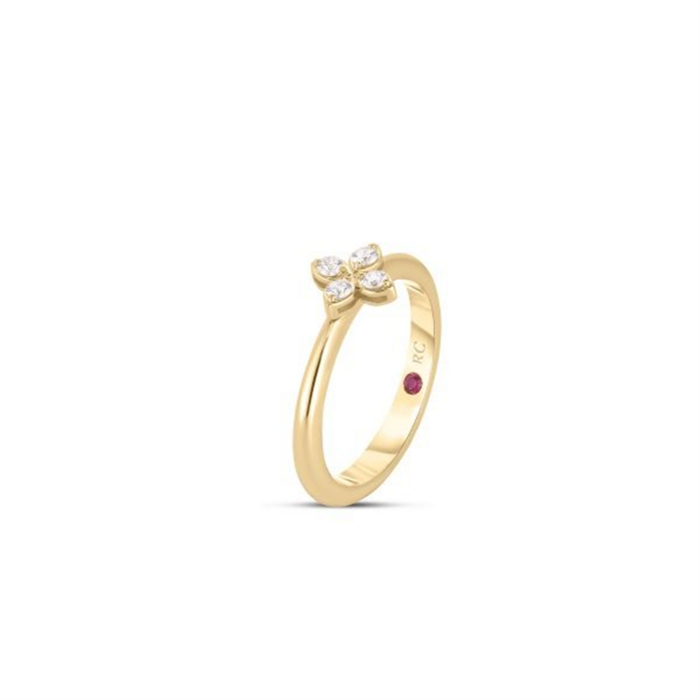 Roberto Coin Gold Love in Verona Medium Pave Diamond Flower Ring