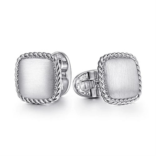 Gabriel & Co. Sterling Silver Square Cufflinks with Twisted Rope Trim