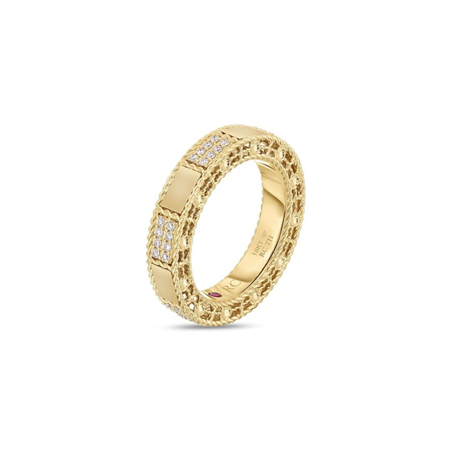 Roberto Coin Yellow Gold Diamond Art Deco Ring