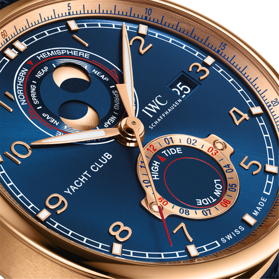 IWC Shaffhausen Portugieser Yacht Club Moon & Tide 44.6mm in 18k Gold & Blue