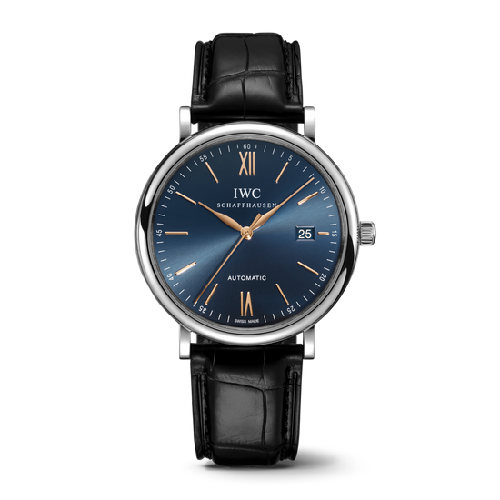 IWC Shaffhausen Portofino Automatic 40mm w/ Blue Dial & Black Alligator Strap