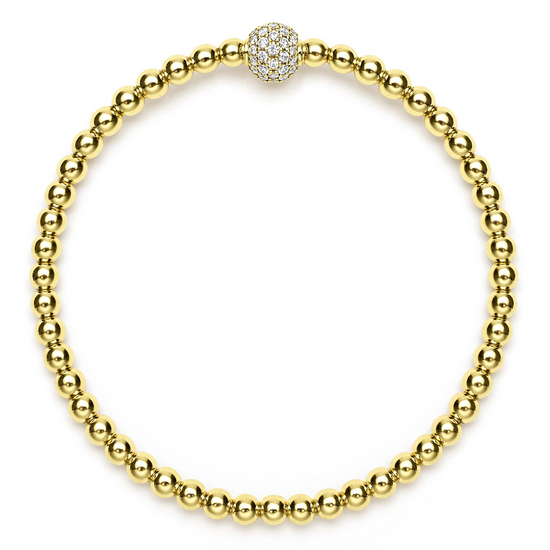 Lagos 18k Gold and Diamond Bead Bracelet