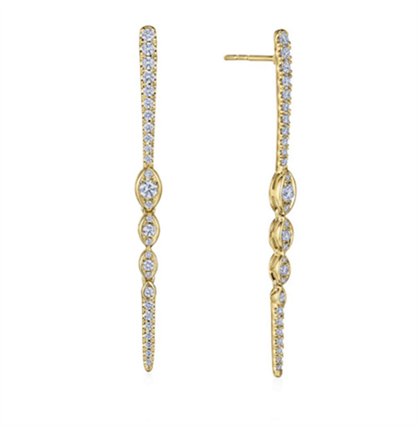 Kwiat 18k Gold Vine Drop Earrings with Diamonds